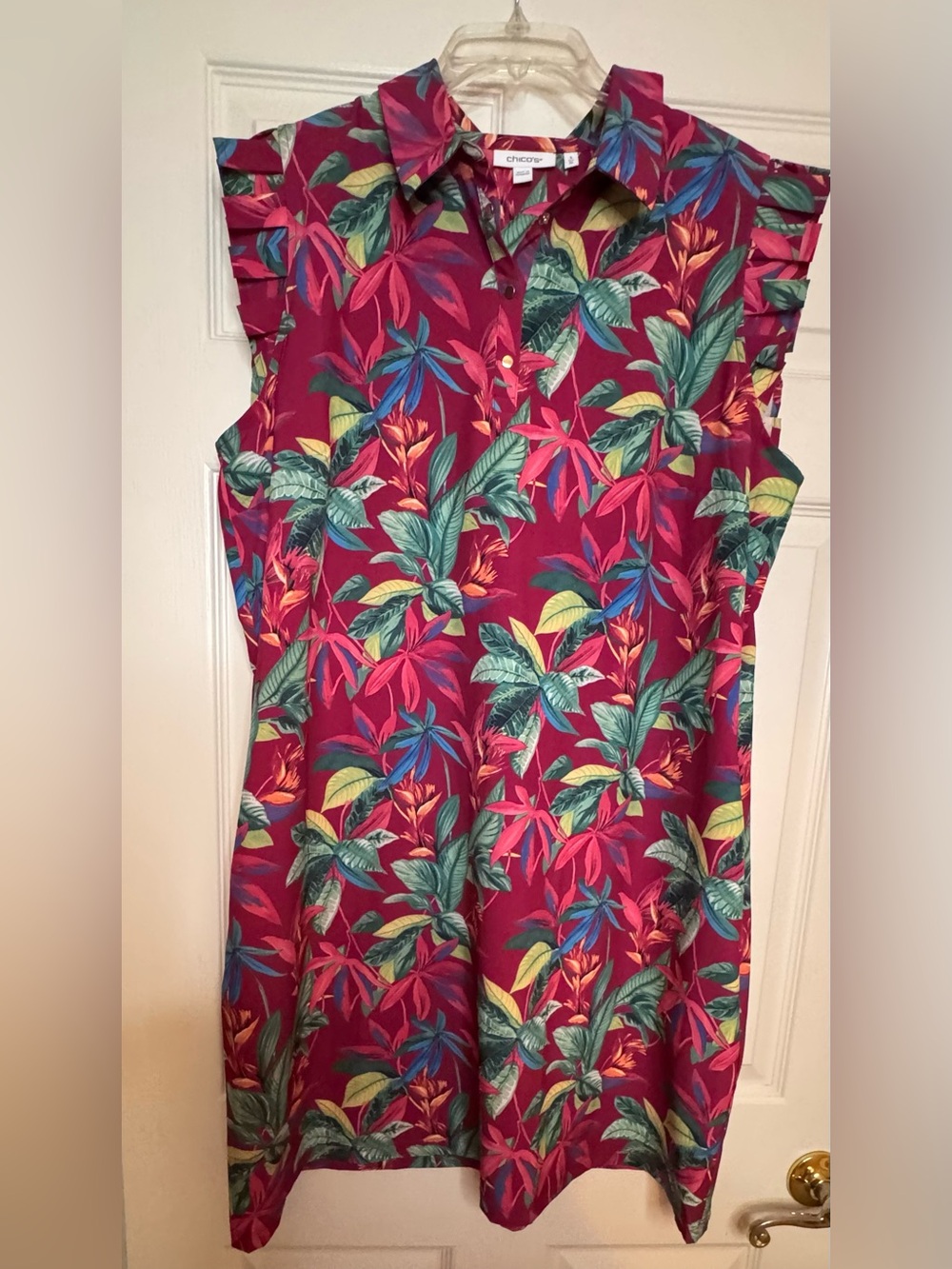 Chico's Tropical Leaf Print Dress size XL or Chico’s size 3. New without tag.
